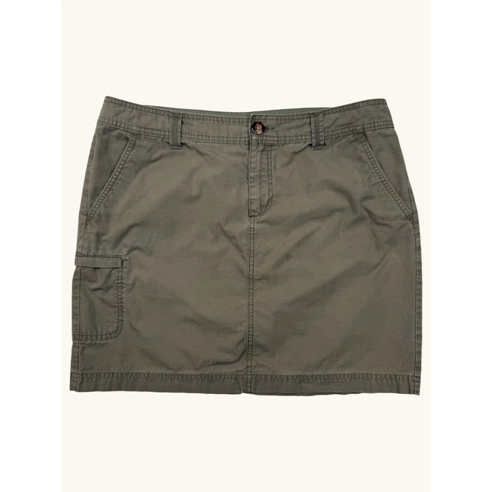 Eddie Bauer Womens Olive Green Cargo Mini Skirt Utility Cotton Size 12